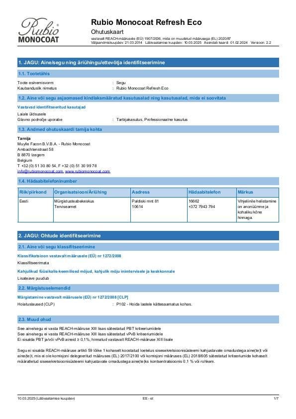 MSDS Refresh Eco - Estonia - ET