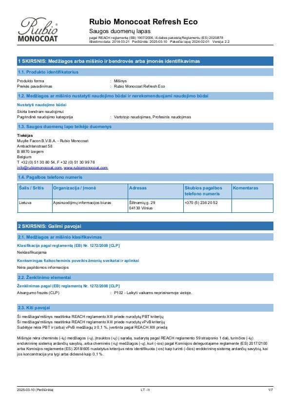 MSDS Refresh Eco - Lithuania - LT