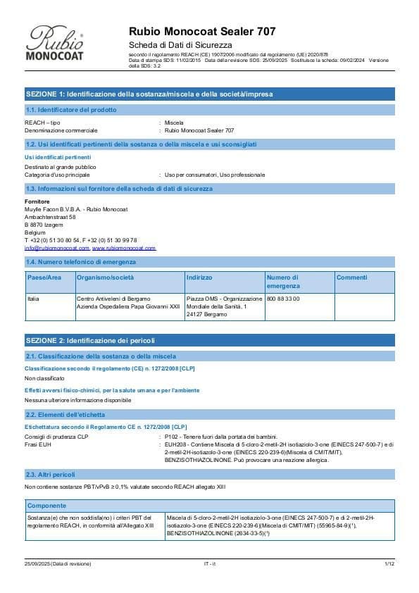 MSDS Sealer 707 - Italy - IT