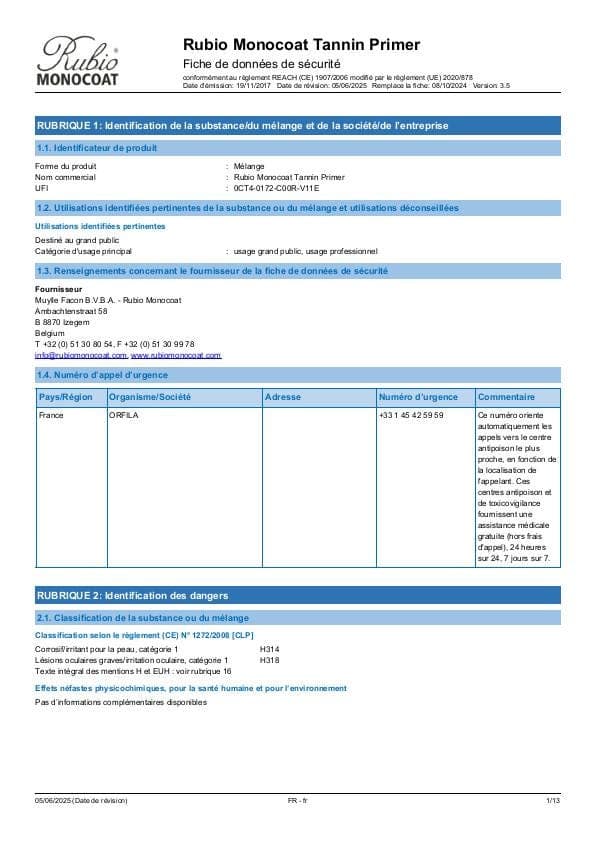 MSDS Tannin Primer - France - FR