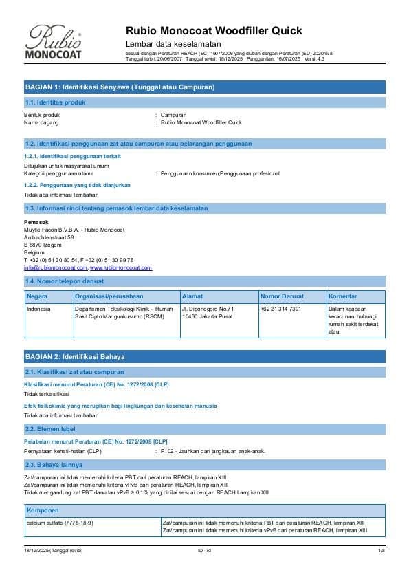 MSDS Woodfiller Quick - Indonesia - ID