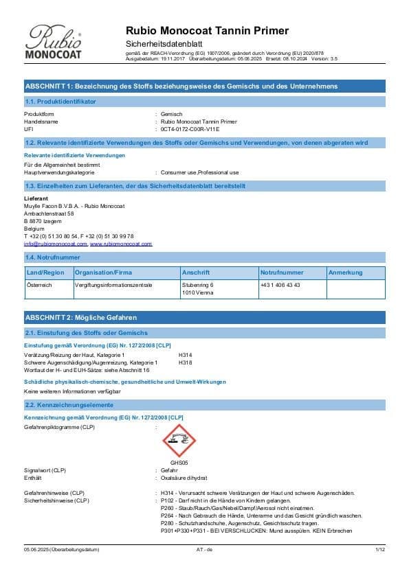 MSDS Tannin Primer - Austria - DE
