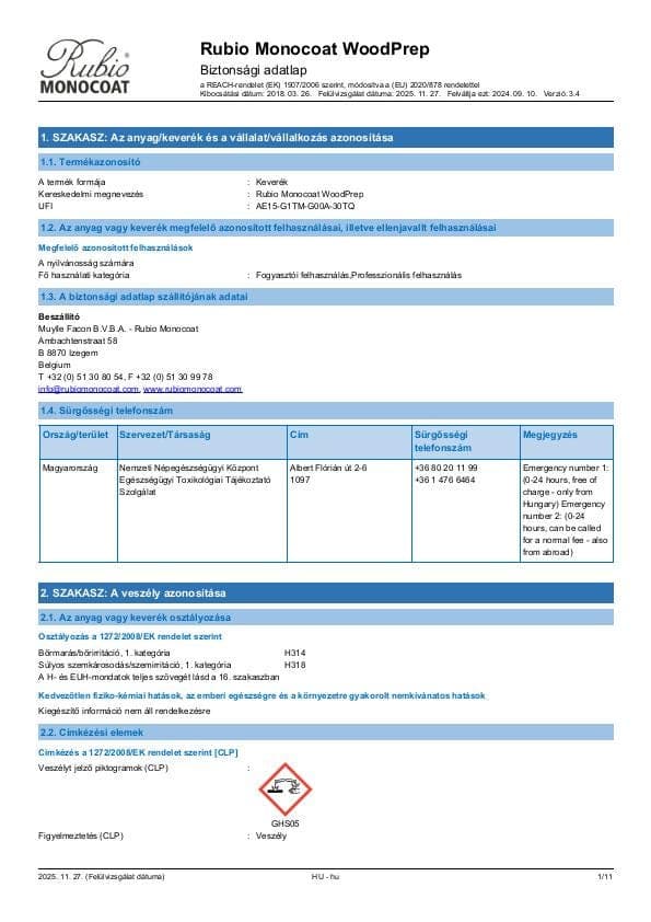 MSDS WoodPrep - Hungary - HU