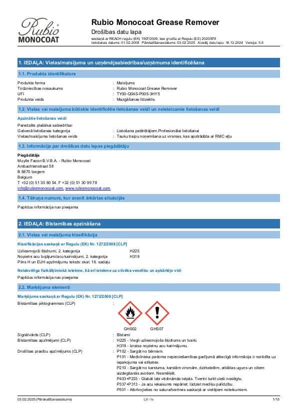 MSDS Grease Remover - Latvia - LV