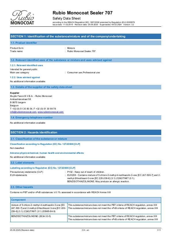 MSDS Sealer 707 - Switzerland - EN