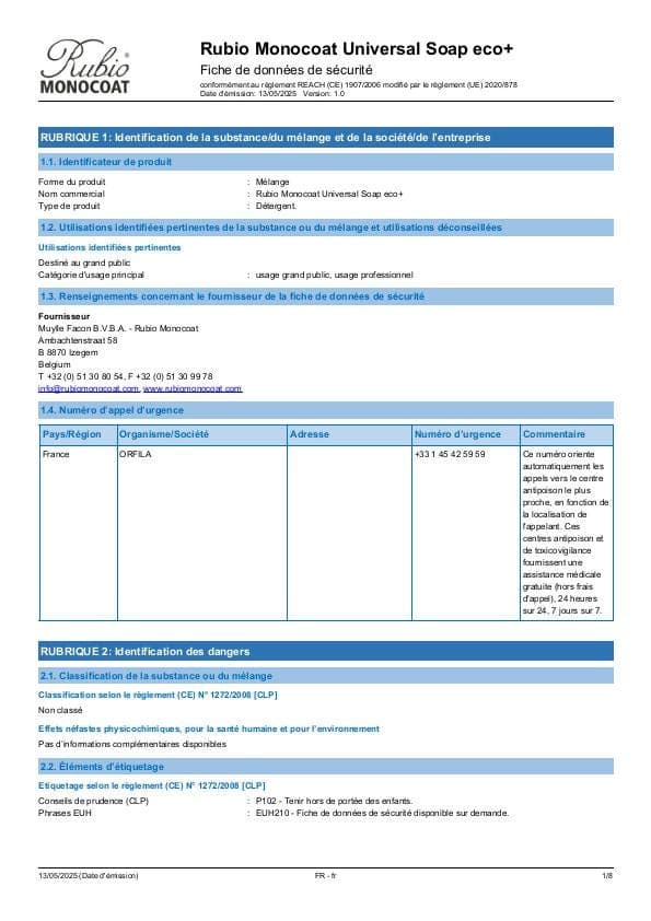 MSDS Universal Soap Eco+ - France - FR