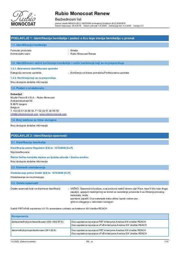 MSDS Renew - Serbia - SR