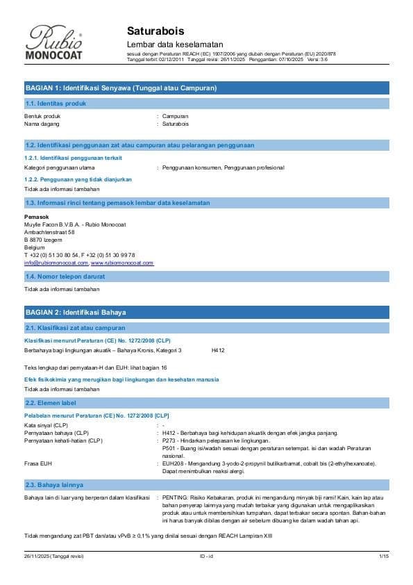 MSDS Saturabois - Indonesia - ID