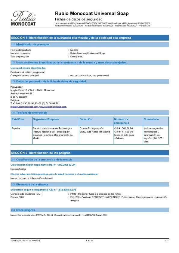 MSDS Universal Soap - Spain - ES