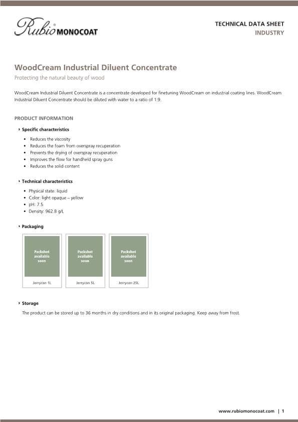 TDS WoodCream Industrial Diluent Concentrate - EN