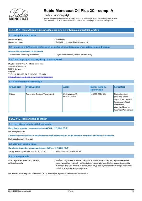 MSDS Oil Plus 2C Comp. A - Poland - PL