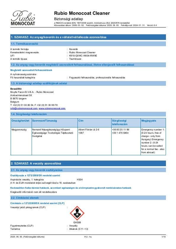 MSDS Cleaner - Hungary - HU