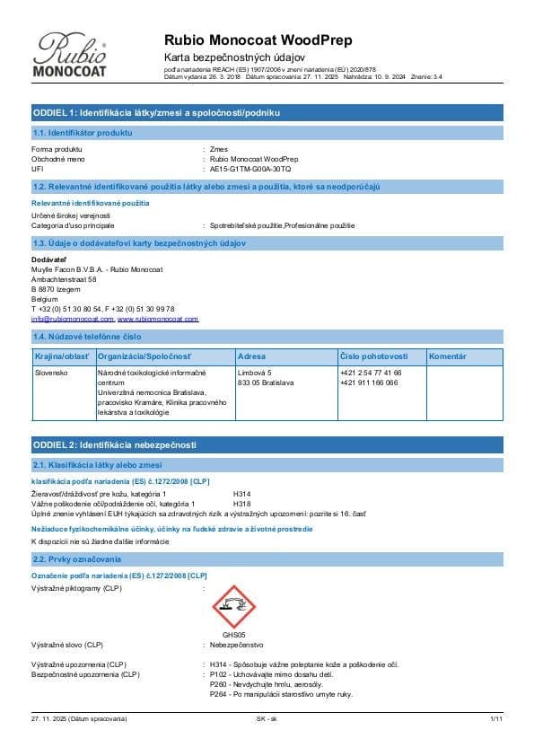 MSDS WoodPrep - Slovakia - SK