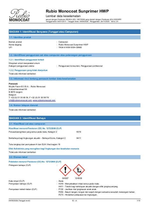 MSDS Sunprimer HWP - Indonesia - ID
