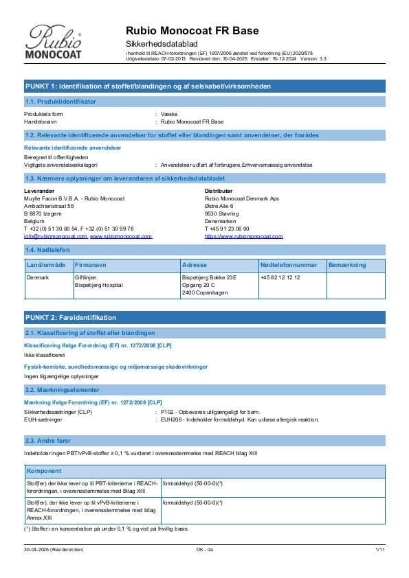 MSDS FR Base - Denmark - DA