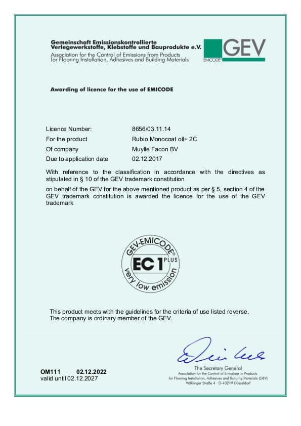 EC 1 PLUS - Oil Plus 2C - Certificate (2022)