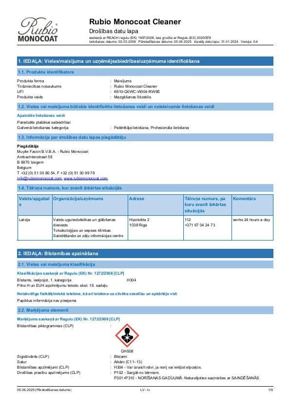 MSDS Cleaner - Latvia - LV