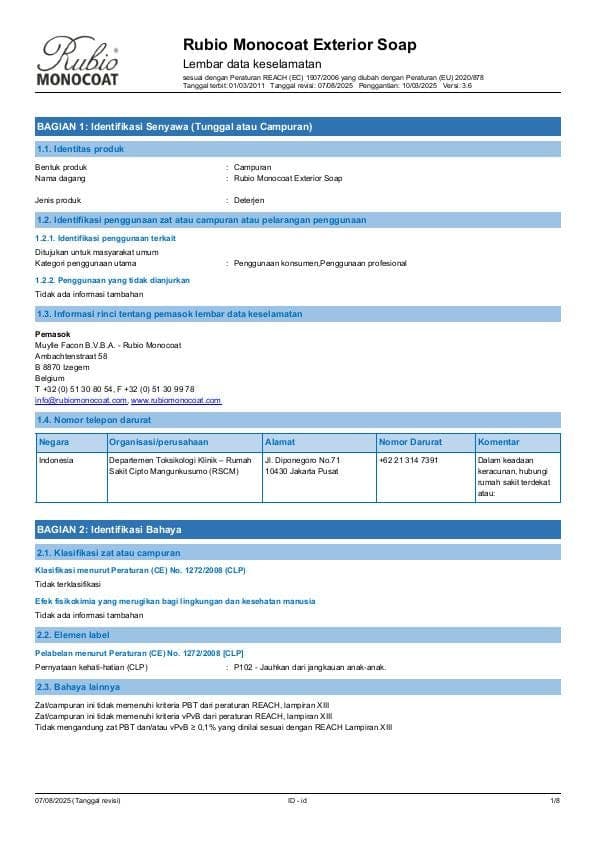 MSDS Exterior Soap - Indonesia - ID