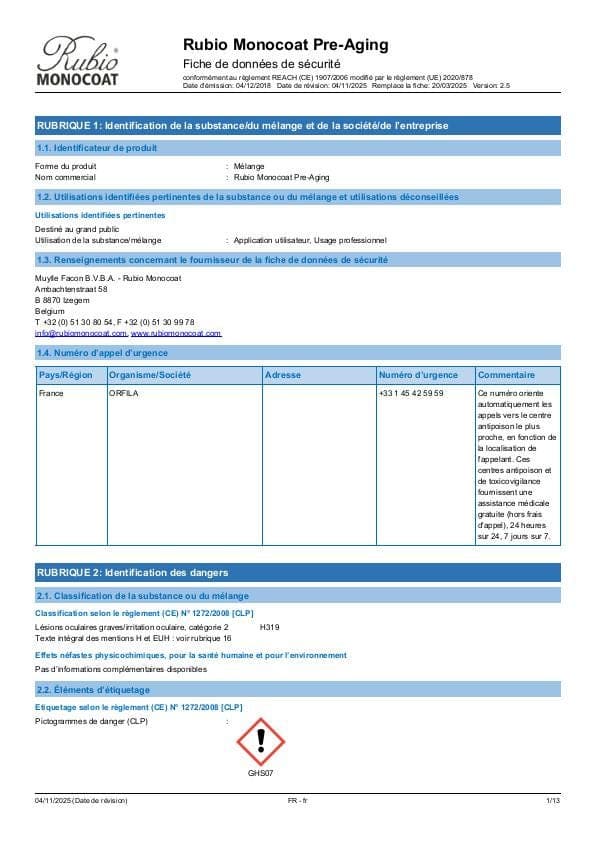 MSDS Pre-Aging - France - FR