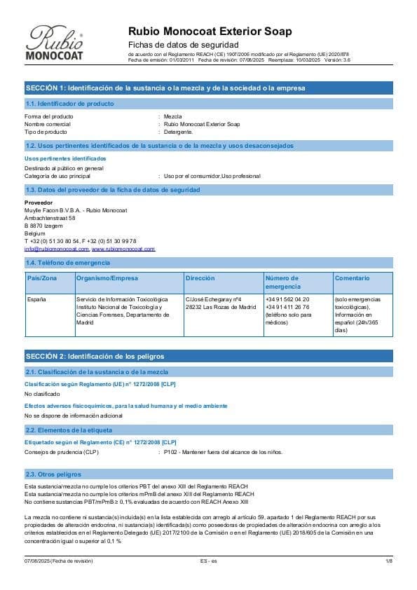 MSDS Exterior Soap - Spain - ES