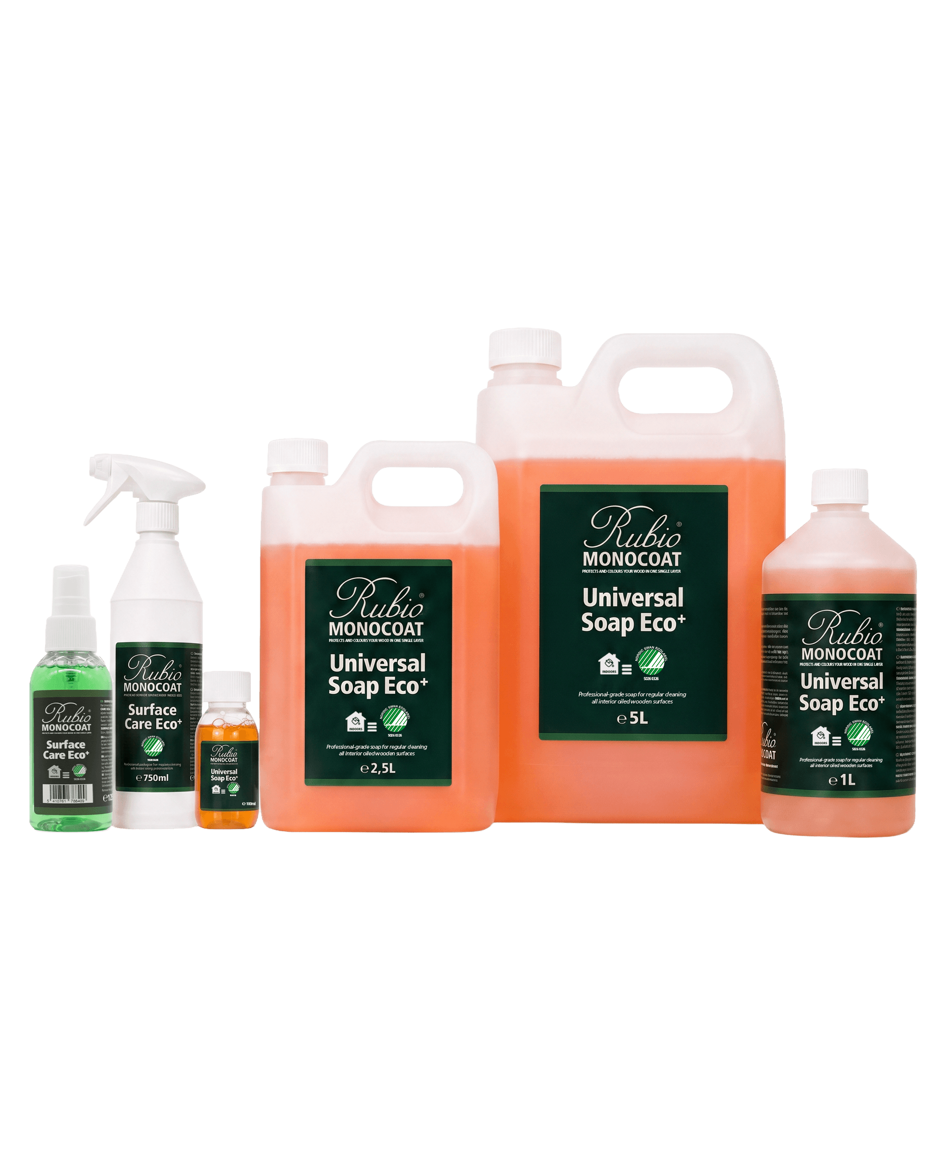 Universal Soap Eco+ & Surface Care Eco+ Group - Pack shot - Transparent background