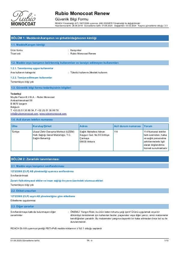 MSDS Renew - Turkey - TR