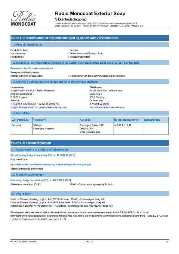 MSDS Exterior Soap - Denmark - DA