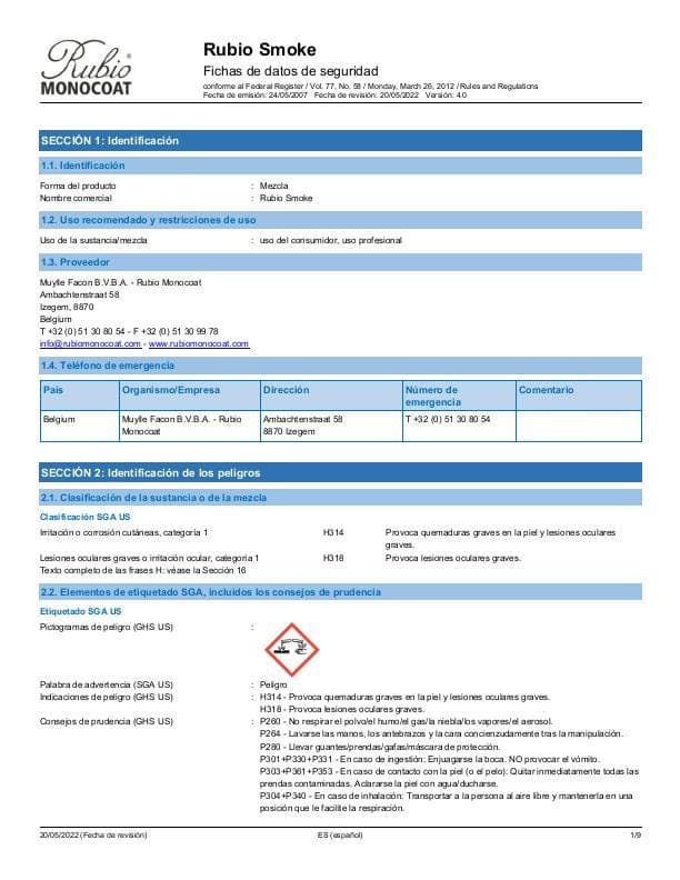 MSDS Smoke - USA - ES_MX