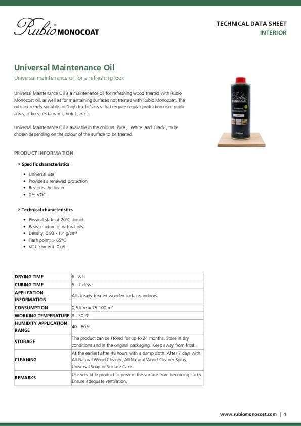 TDS Universal Maintenance Oil - EN