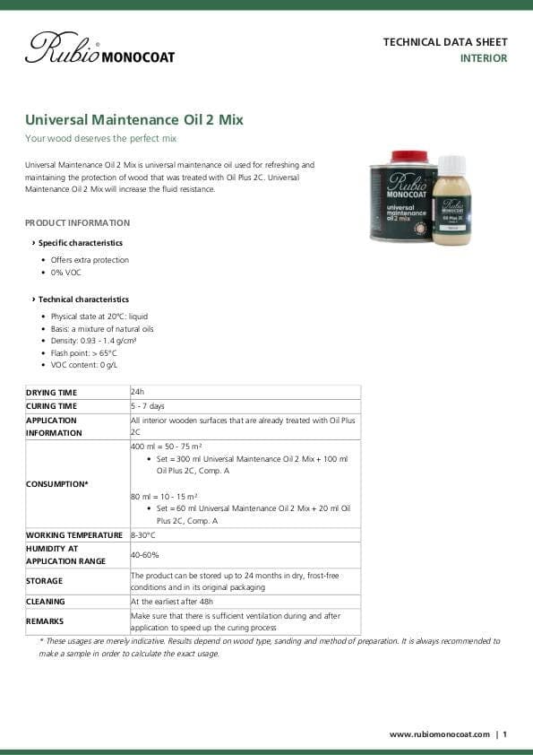 TDS Universal Maintenance Oil 2 Mix - EN