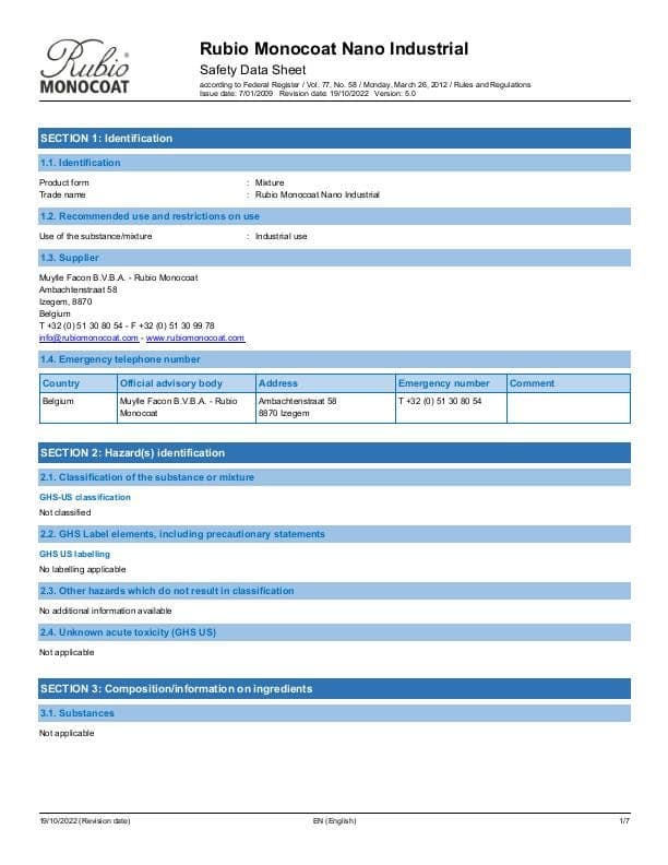 MSDS Nano Industrial Industrial - USA - EN_US