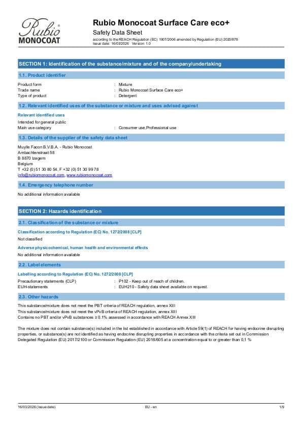 MSDS Surface Care Eco+ - EU - EN