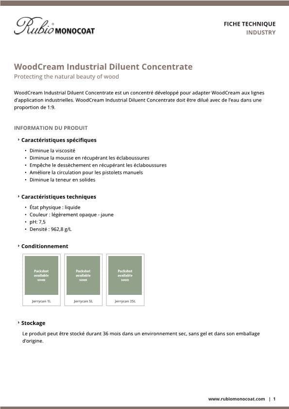 TDS WoodCream Industrial Diluent Concentrate - FR
