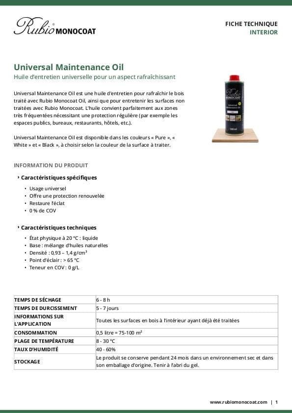 TDS Universal Maintenance Oil - FR