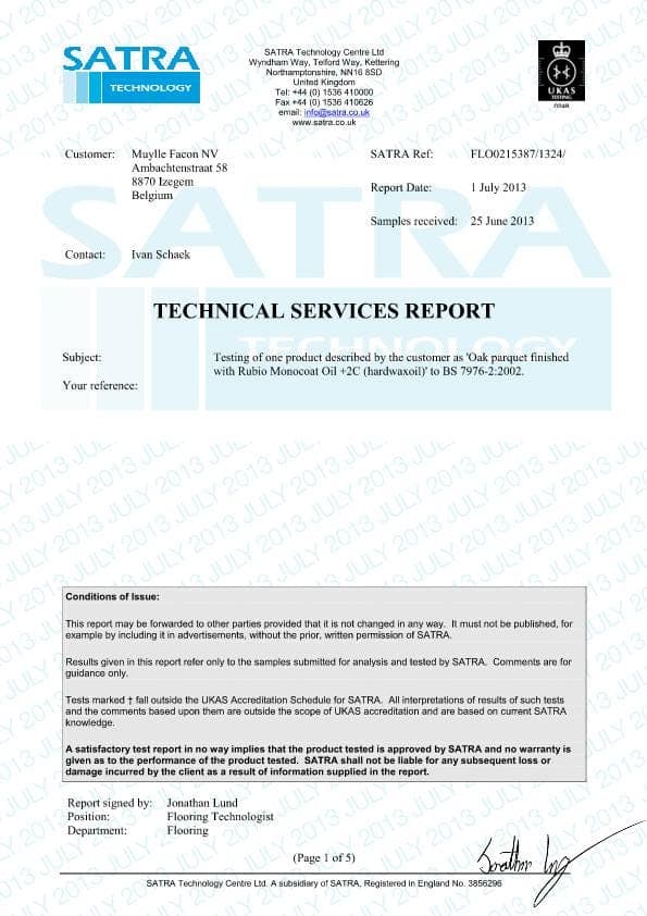 Anti-slip test Oil Plus 2C BS7976-2 2002_Satra 2013