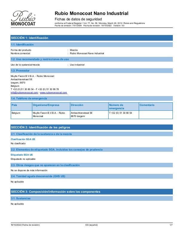 MSDS Nano Industrial Industrial - USA - ES_MX