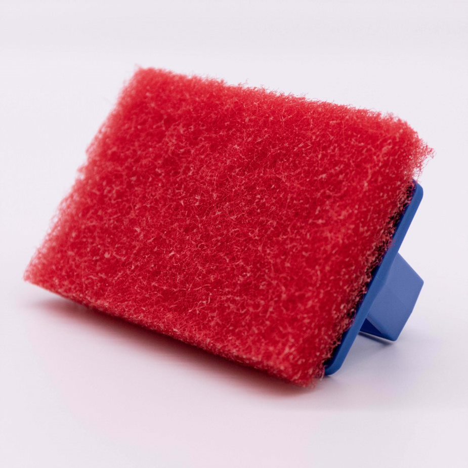 red scrubby pad